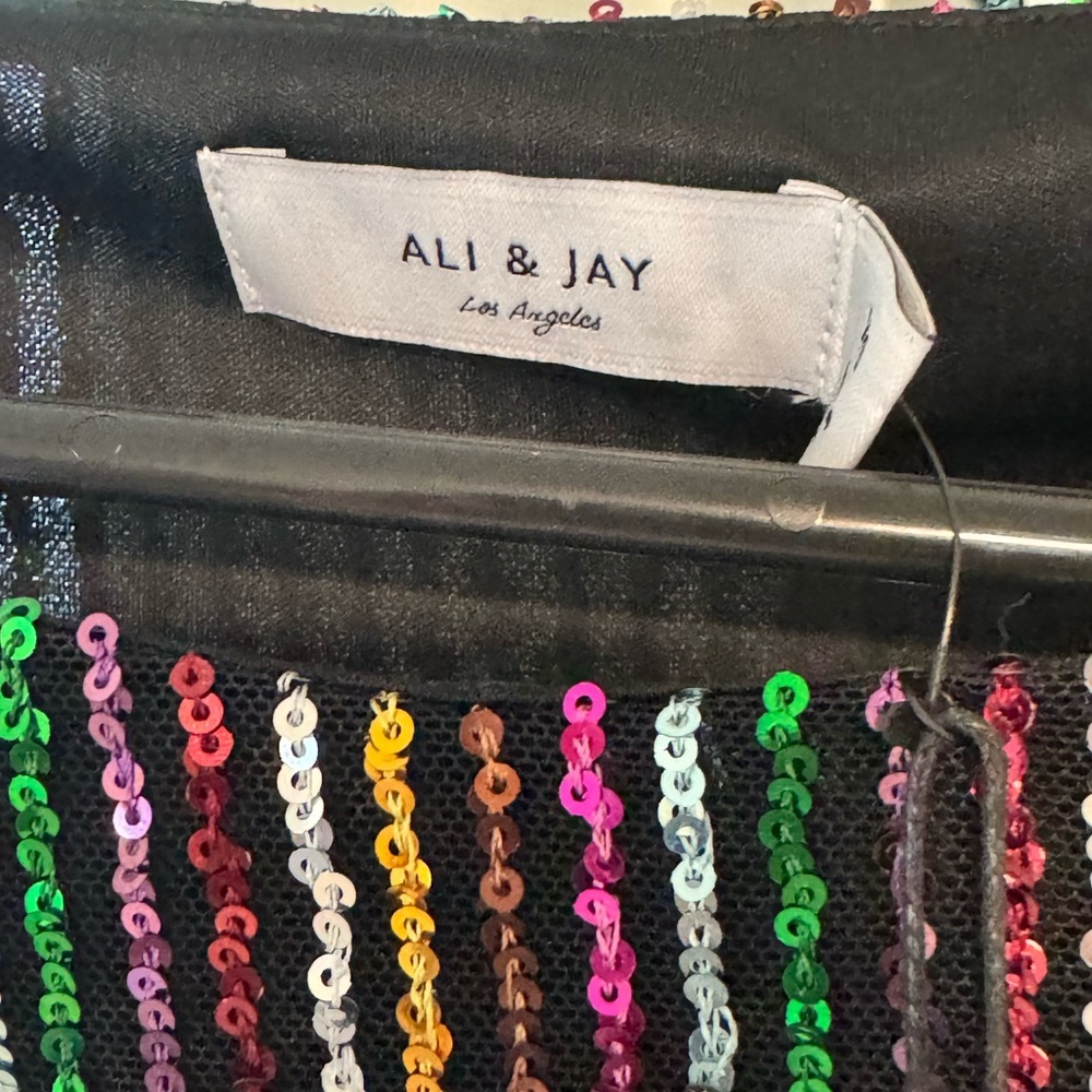 Colorful Sequin Black Blouse - Picture 3 of 6